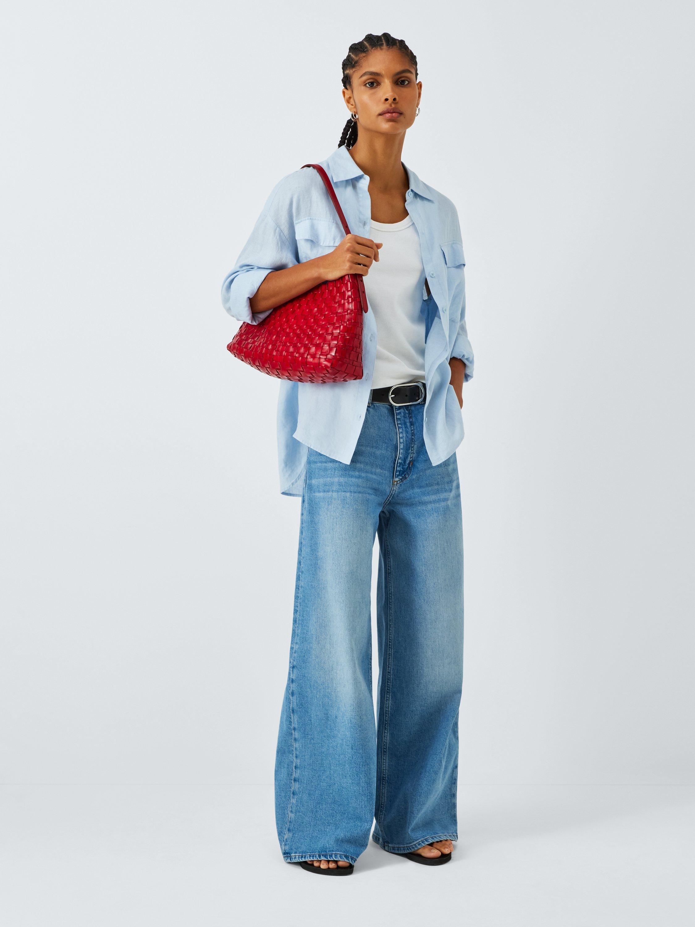 Product image 3 of 6, which shows Dragon Diffusion Hobo Salvage Woven Leather Shoulder Bag, Red