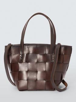 Dragon Diffusion Japan Mini Woven Leather Tote Bag, Dark Brown