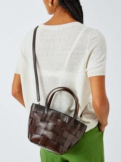 Dragon Diffusion Japan Mini Woven Leather Tote Bag - view 2, Dark Brown