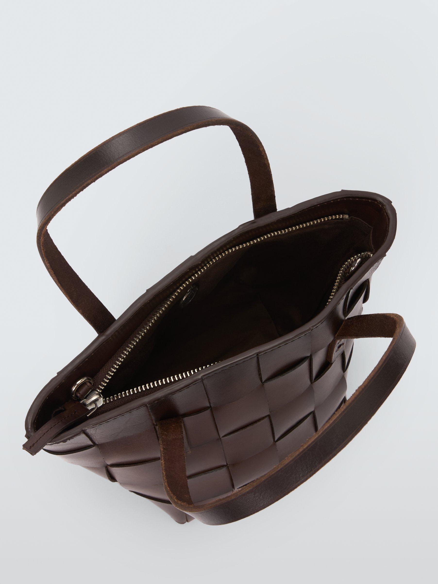Product image 5 of 6, which shows Dragon Diffusion Japan Mini Woven Leather Tote Bag, Dark Brown