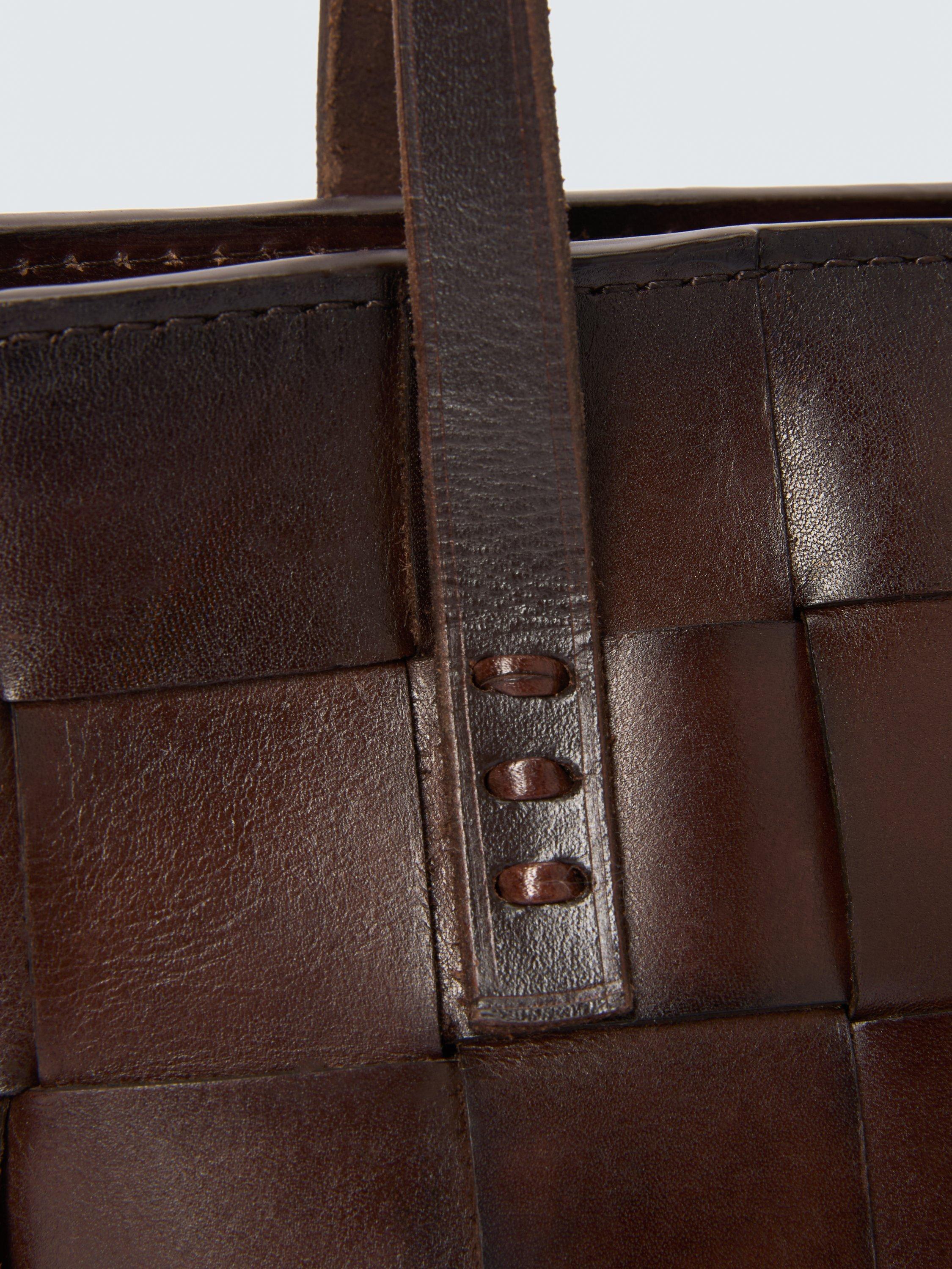 Product image 6 of 6, which shows Dragon Diffusion Japan Mini Woven Leather Tote Bag, Dark Brown