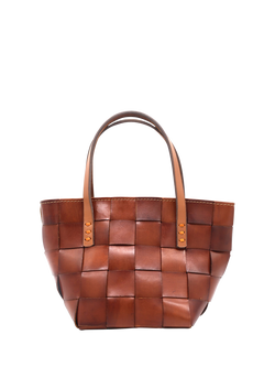 Dragon Diffusion Japan Mini Woven Leather Tote Bag, Tan