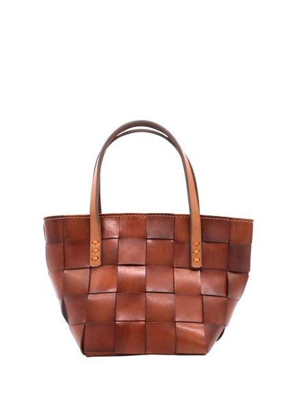 Dragon Diffusion Japan Mini Woven Leather Tote Bag, Tan