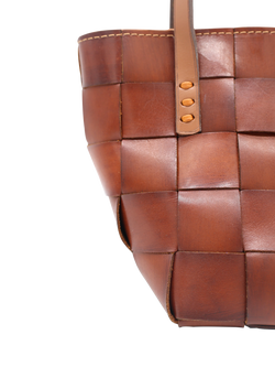 Dragon Diffusion Japan Mini Woven Leather Tote Bag - view 2, Tan