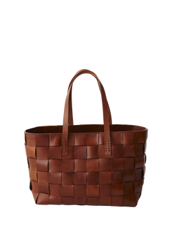 Dragon Diffusion Japan Woven Leather Tote Bag, Leaf Green, Tan