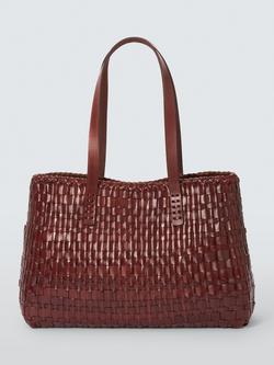 Dragon Diffusion Salvage Woven Leather Tote Bag, Brown, Brown