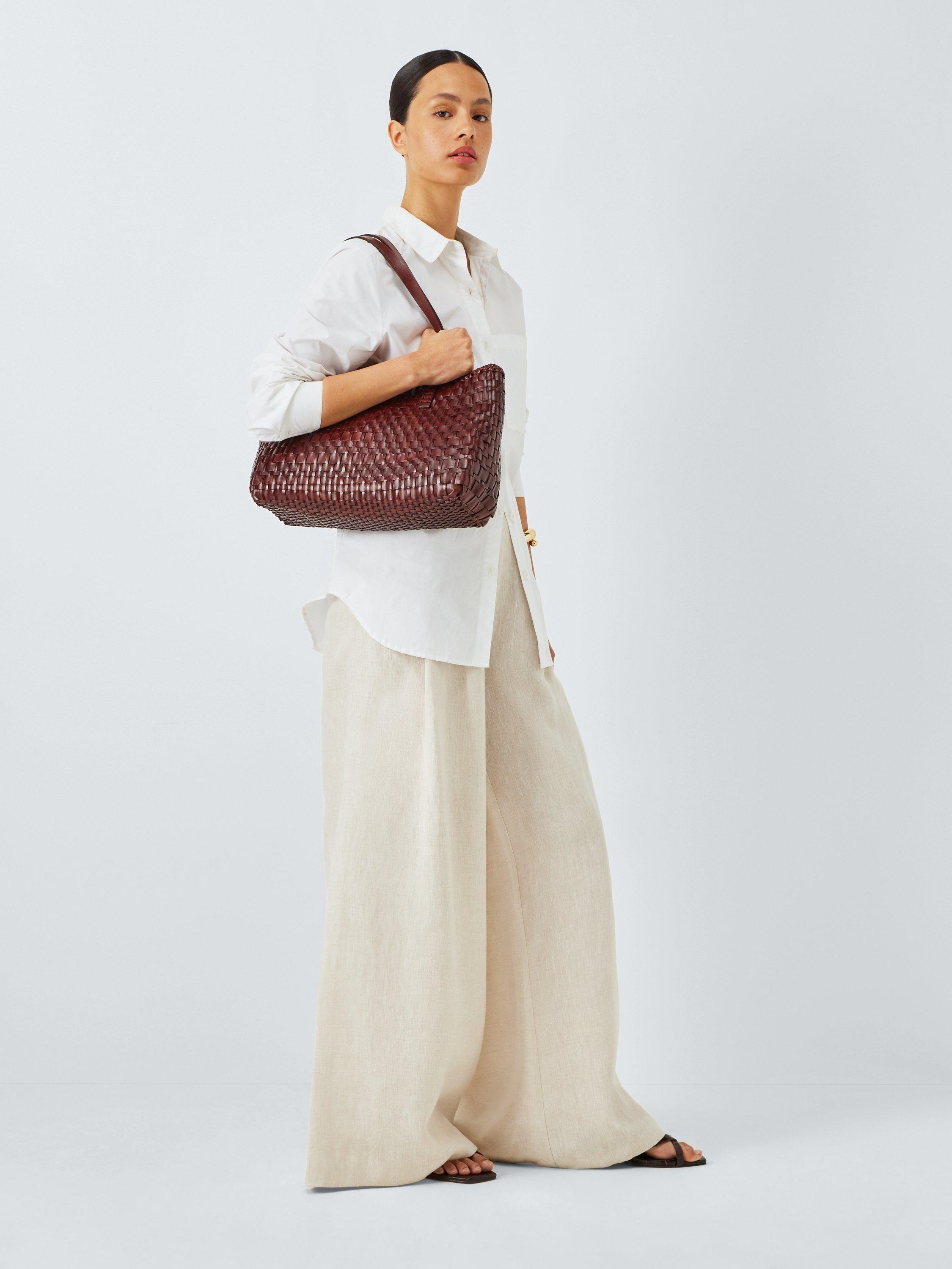 Product image 6 of 6, which shows Dragon Diffusion Salvage Woven Leather Tote Bag, Brown