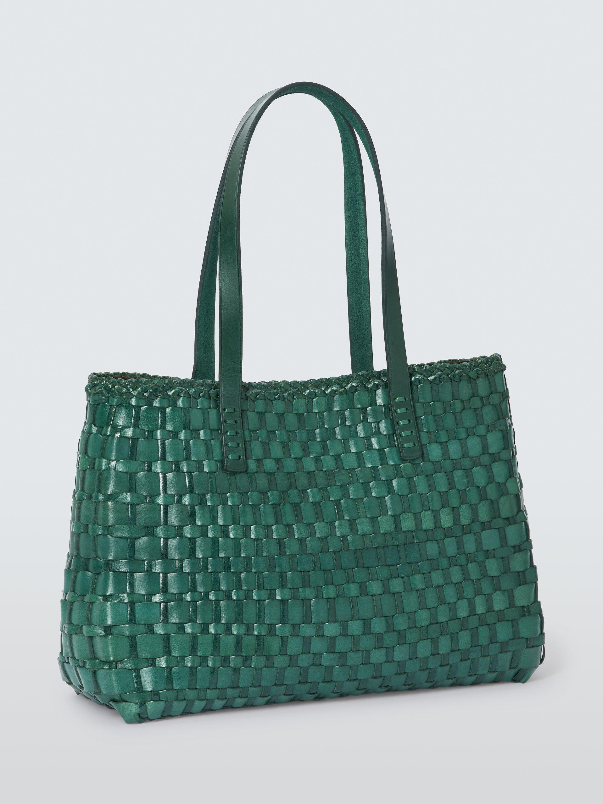 Product image 3 of 5, which shows Dragon Diffusion Salvage Woven Leather Tote Bag, Green