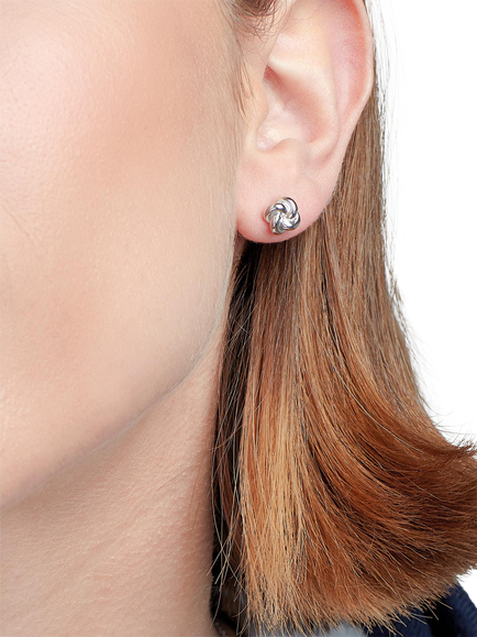 Kit Heath Marina Tide Knot Stud Earrings, Silver - view 2, Silver