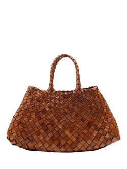 Dragon Diffusion Santa Croce Small Woven Leather Tote Bag, Tan