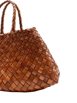 Dragon Diffusion Santa Croce Small Woven Leather Tote Bag - view 2, Tan