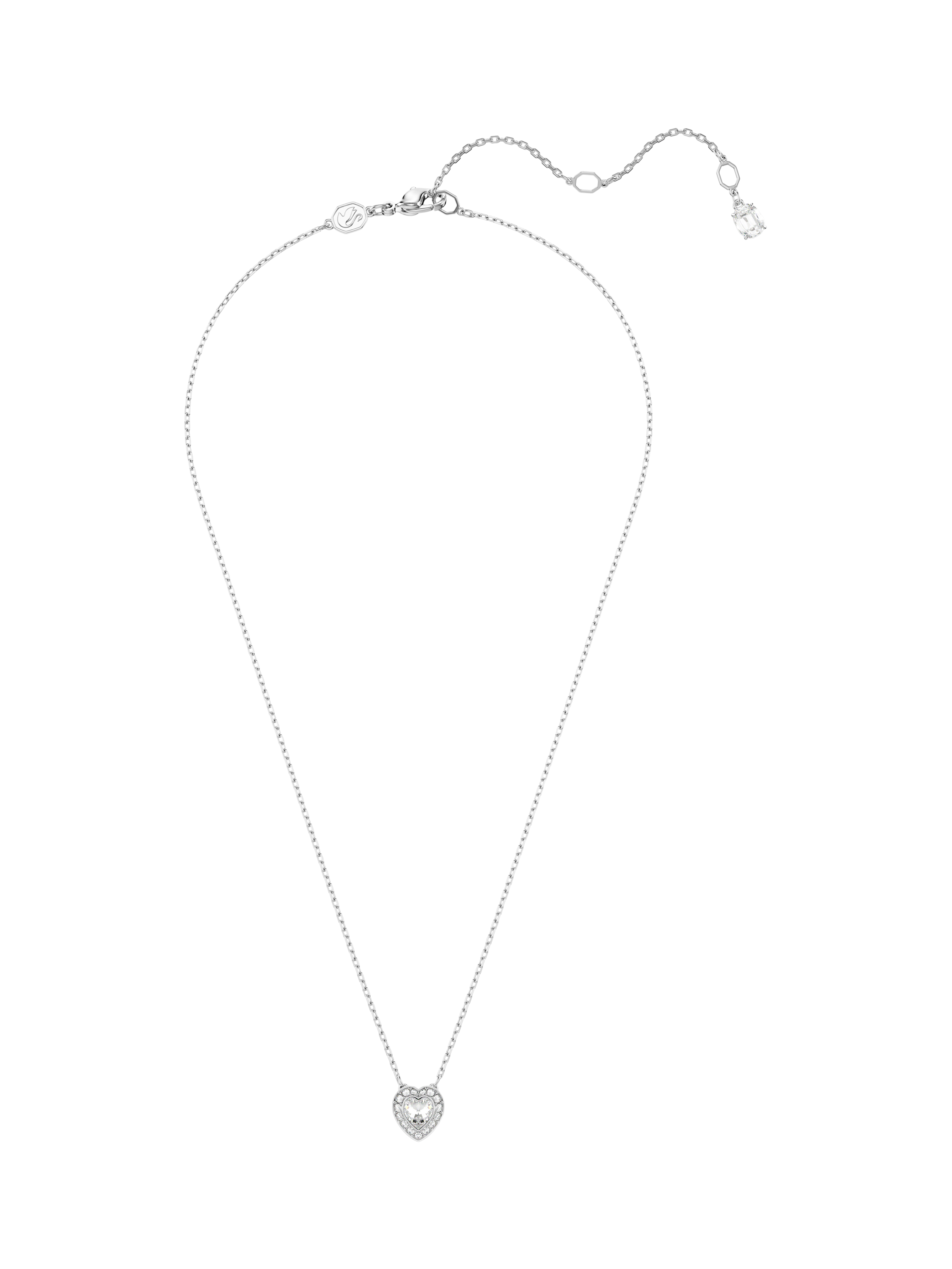 Product image 1 of 5, which shows Swarovski x Ariana Grande Crystal Heart Pendant Necklace, Rhodium Plated