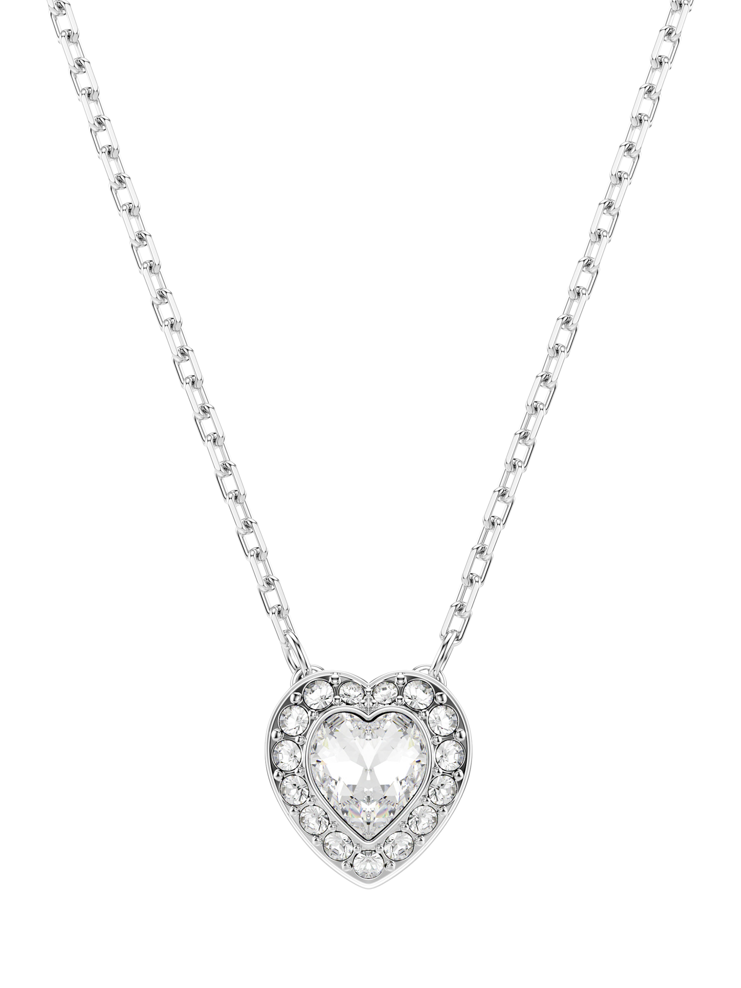Product image 2 of 5, which shows Swarovski x Ariana Grande Crystal Heart Pendant Necklace, Rhodium Plated