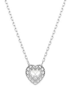 Swarovski x Ariana Grande Crystal Heart Pendant Necklace, Rhodium Plated - view 2, Rhodium Plated