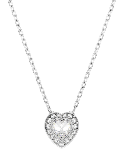 Swarovski x Ariana Grande Crystal Heart Pendant Necklace, Rhodium Plated - view 2, Rhodium Plated