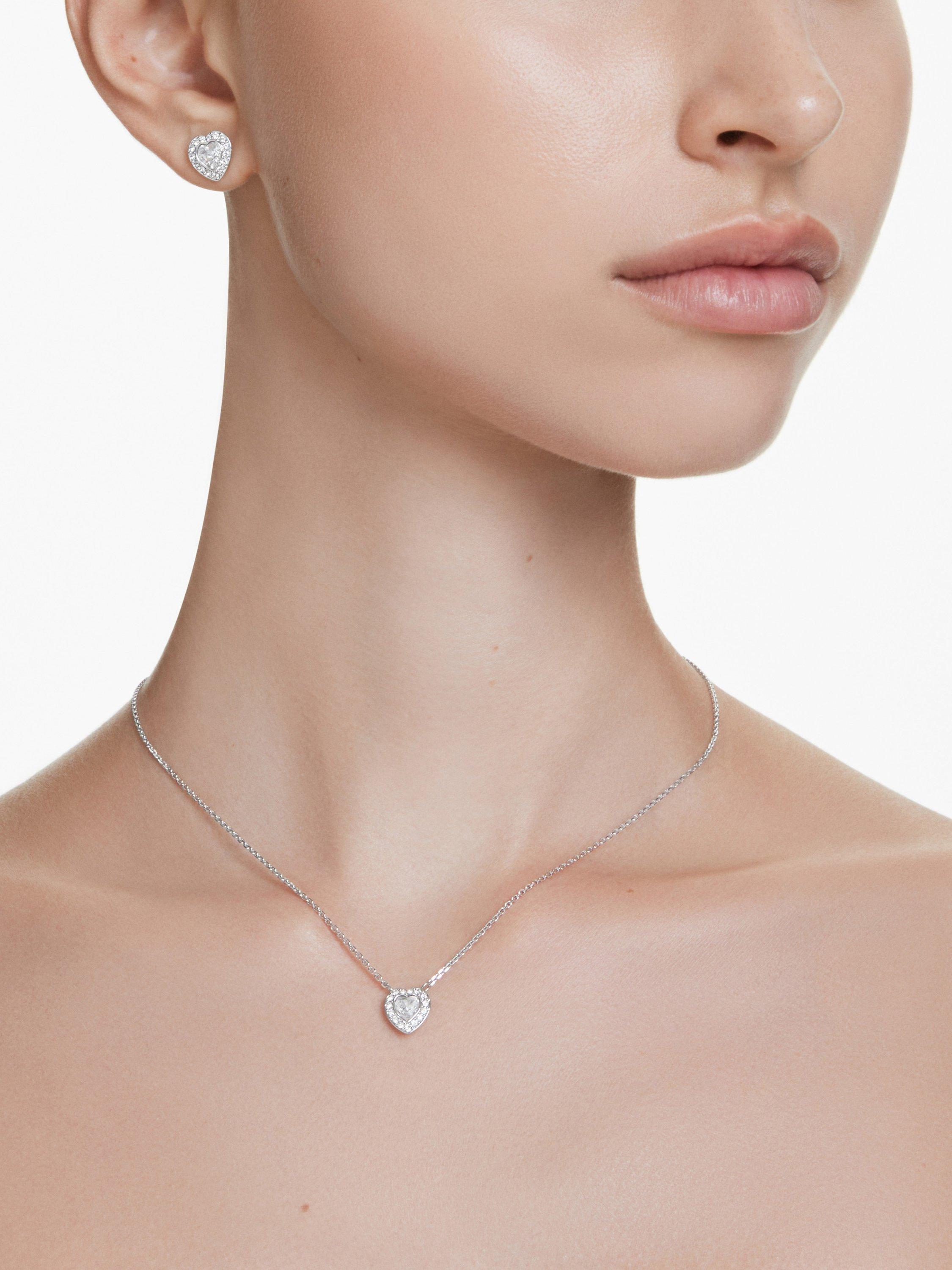 Product image 5 of 5, which shows Swarovski x Ariana Grande Crystal Heart Pendant Necklace, Rhodium Plated