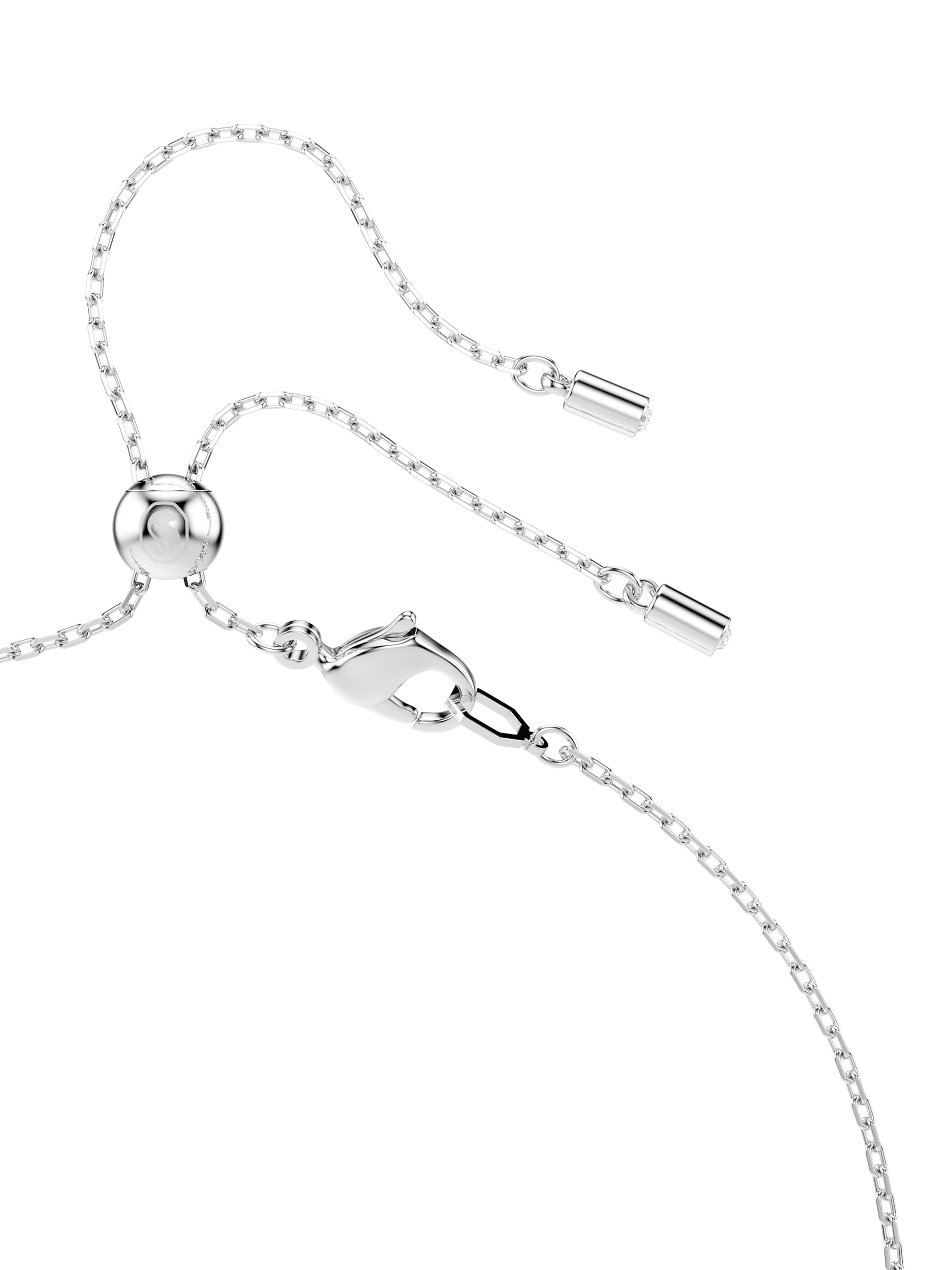 Product image 3 of 5, which shows Swarovski x Ariana Grande Crystal Pearls & Heart T-Shaped Necklace, Rhodium Plated