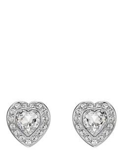 Swarovski x Ariana Grande Crystal Heart Stud Earrings, Rhodium Plated, Rhodium Plated