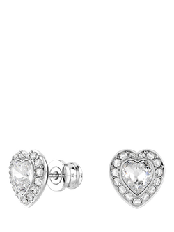 Swarovski x Ariana Grande Crystal Heart Stud Earrings, Rhodium Plated - view 2, Rhodium Plated