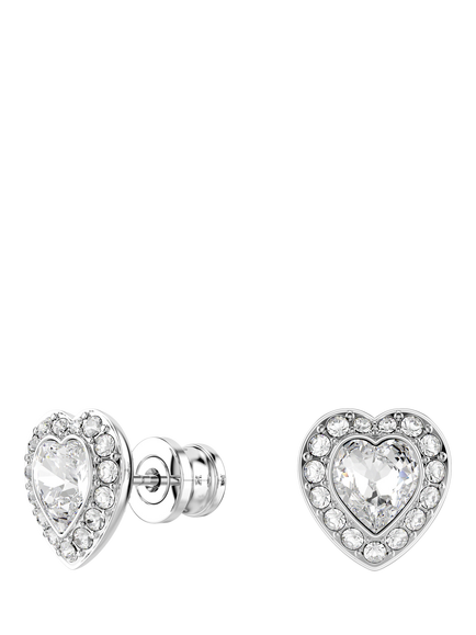 Swarovski x Ariana Grande Crystal Heart Stud Earrings, Rhodium Plated - view 2, Rhodium Plated