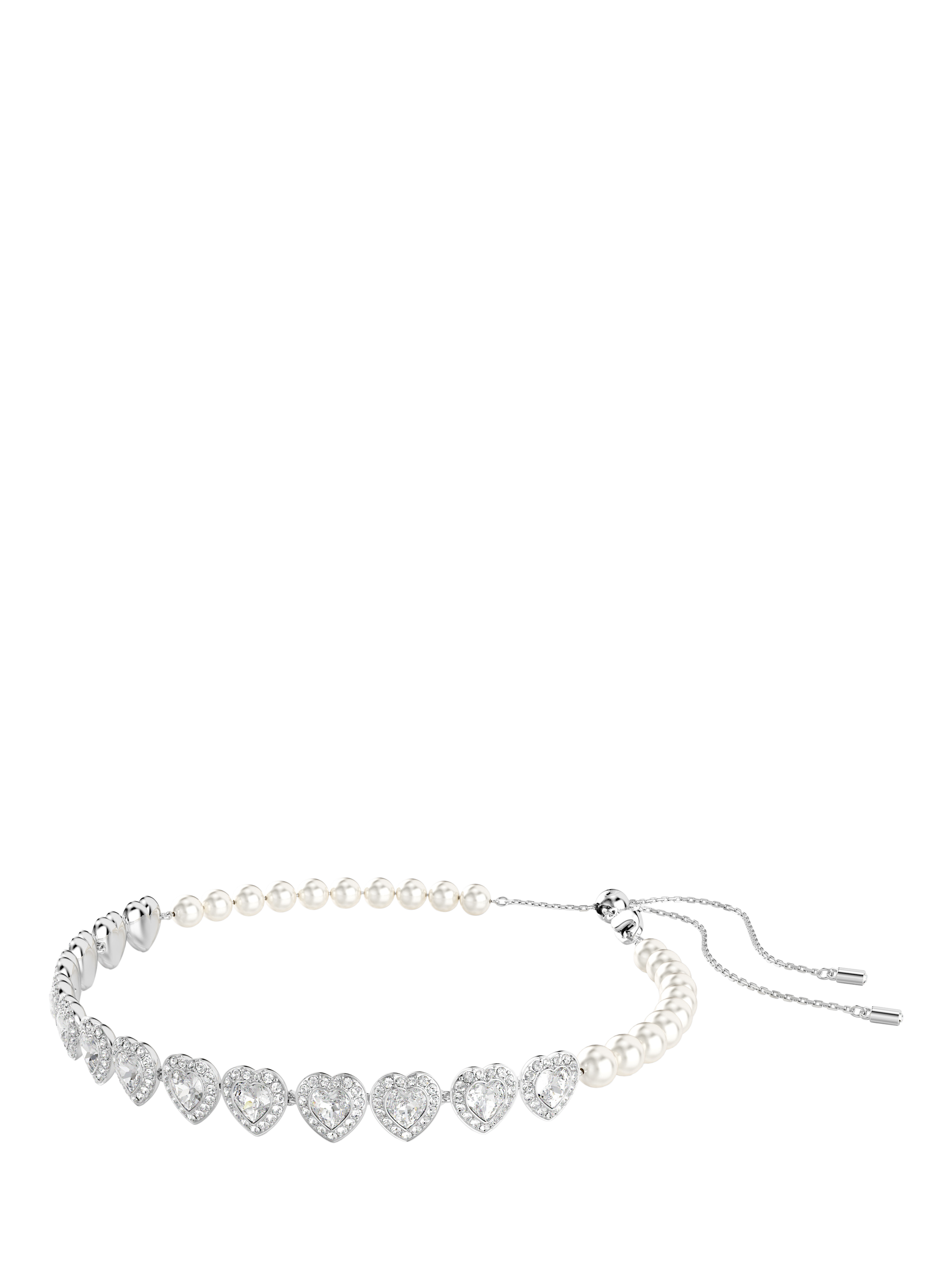 Product image 2 of 6, which shows Swarovski x Ariana Grande Crystal Heart & Pearls Choker Necklace, Rhodium Plated