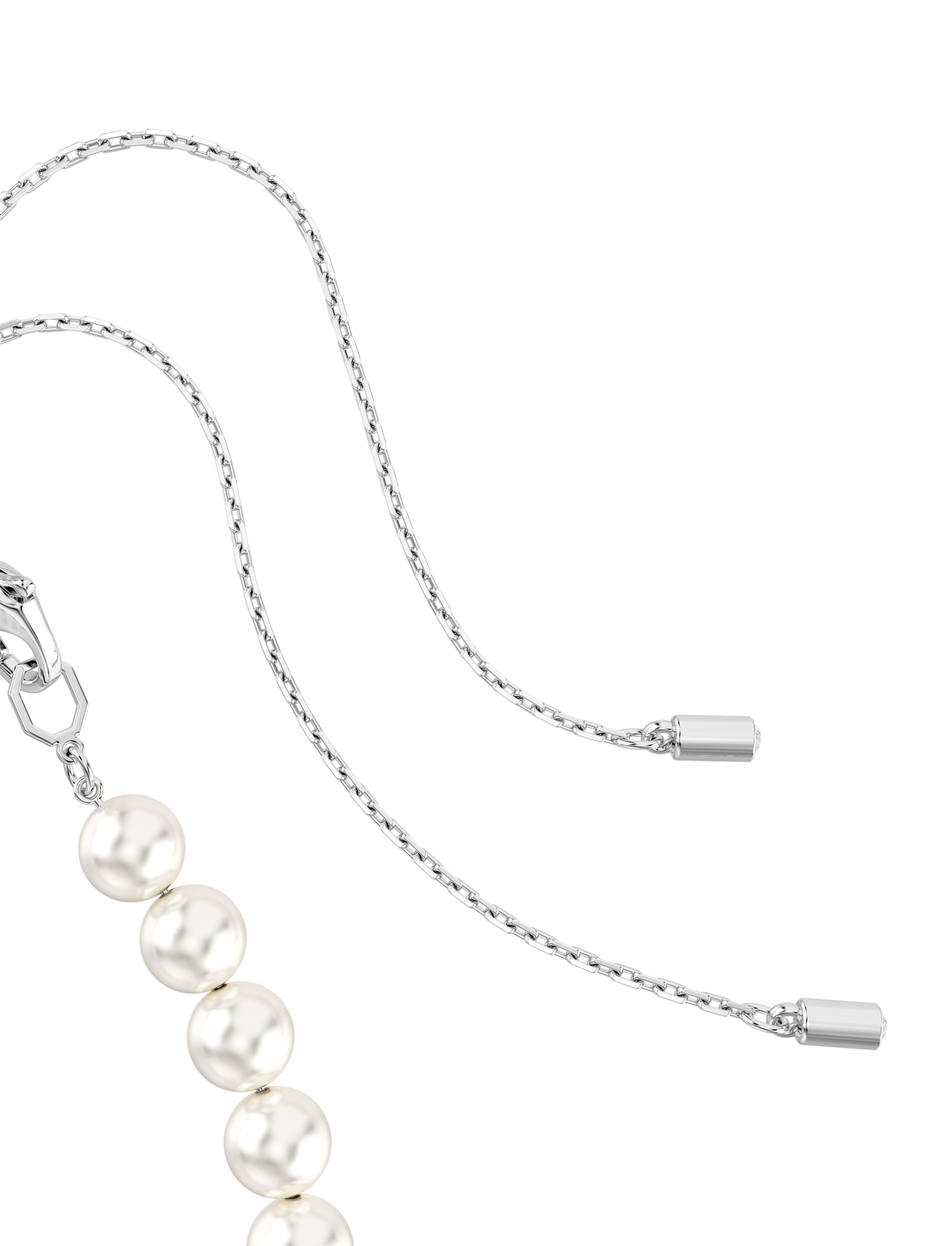 Product image 3 of 6, which shows Swarovski x Ariana Grande Crystal Heart & Pearls Choker Necklace, Rhodium Plated
