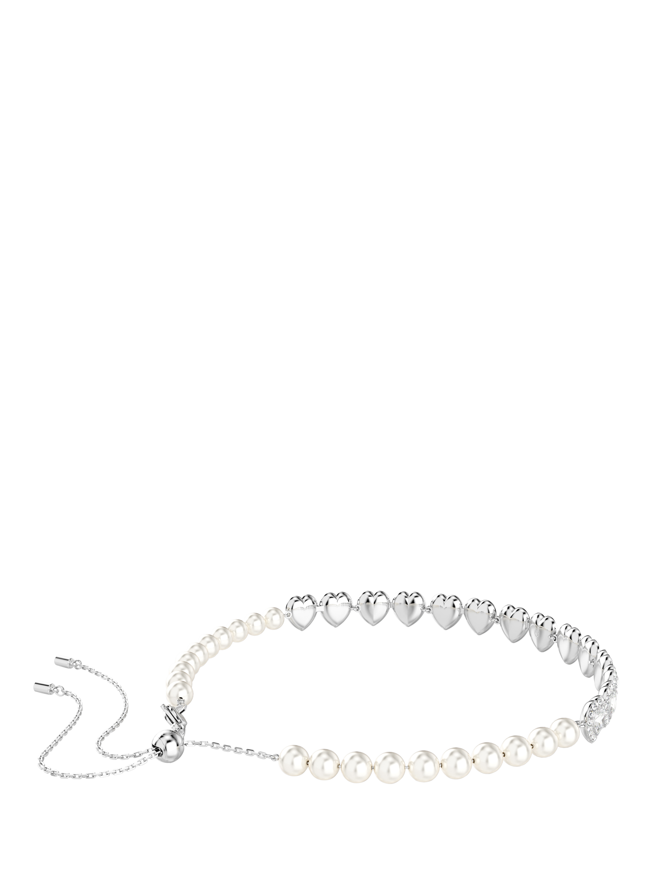 Product image 5 of 6, which shows Swarovski x Ariana Grande Crystal Heart & Pearls Choker Necklace, Rhodium Plated
