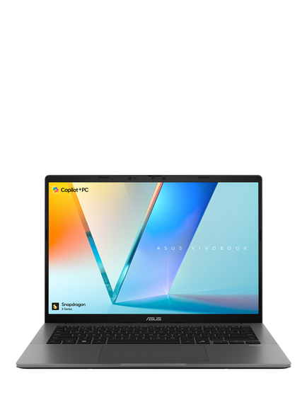 ASUS Vivobook S14 Copilot+ Laptop, Qualcomm Snapdragon X Processor, 16GB RAM, 512GB SSD, 14” WQXGA, Grey, Grey