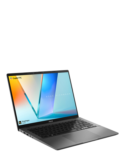 ASUS Vivobook S14 Copilot+ Laptop, Qualcomm Snapdragon X Processor, 16GB RAM, 512GB SSD, 14” WQXGA, Grey - view 2, Grey