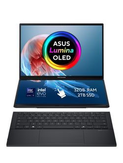 ASUS Zenbook DUO Dual Screen Laptop, Intel Core Ultra 9 Processor, 32GB RAM, 2TB SSD, 14” OLED 3K Touchscreen, Grey, Grey