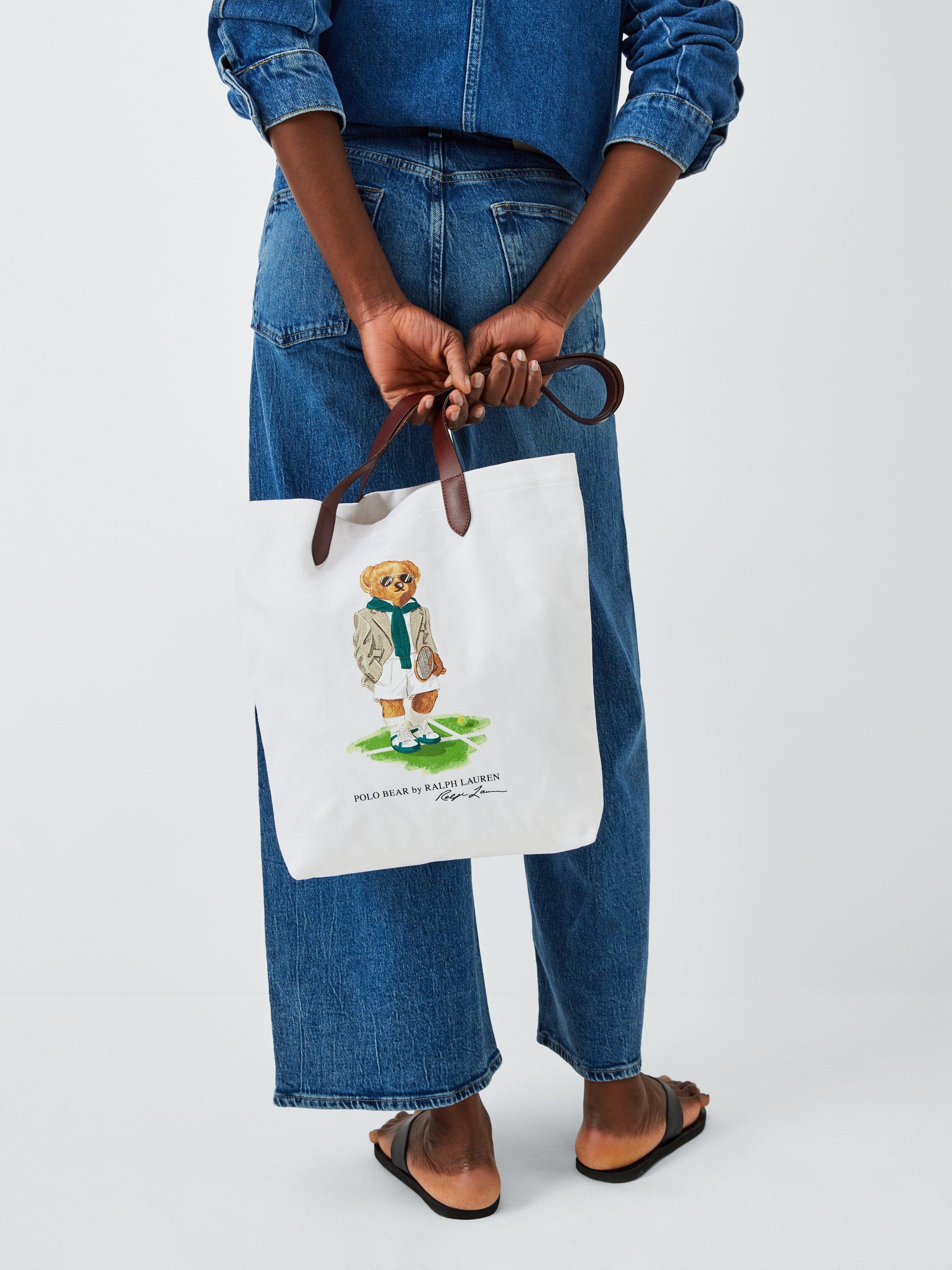 Product image 2 of 6, which shows Polo Ralph Lauren Wimbledon Bear Shopper Tote Bag, White/Multi