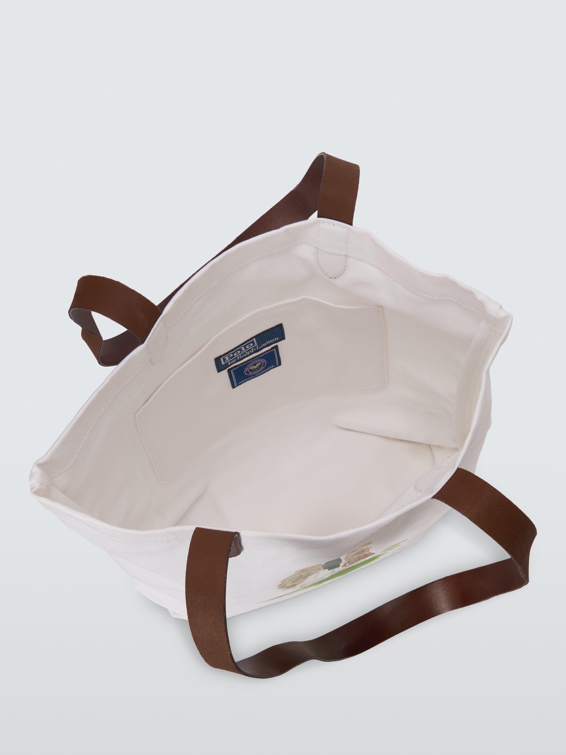 Product image 4 of 6, which shows Polo Ralph Lauren Wimbledon Bear Shopper Tote Bag, White/Multi