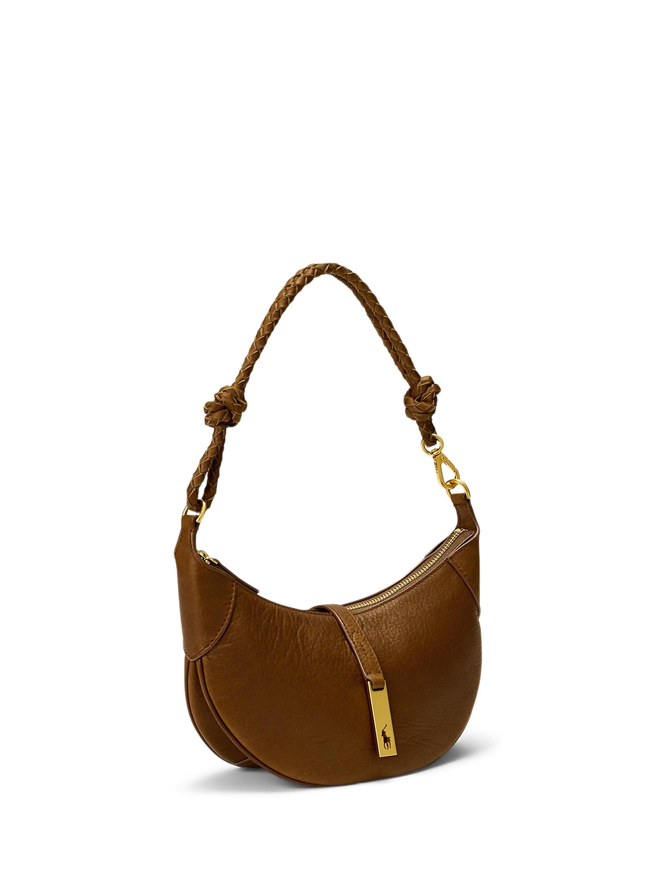 Product image 3 of 5, which shows Polo Ralph Lauren Polo ID Mini Leather Shoulder Bag, Brown