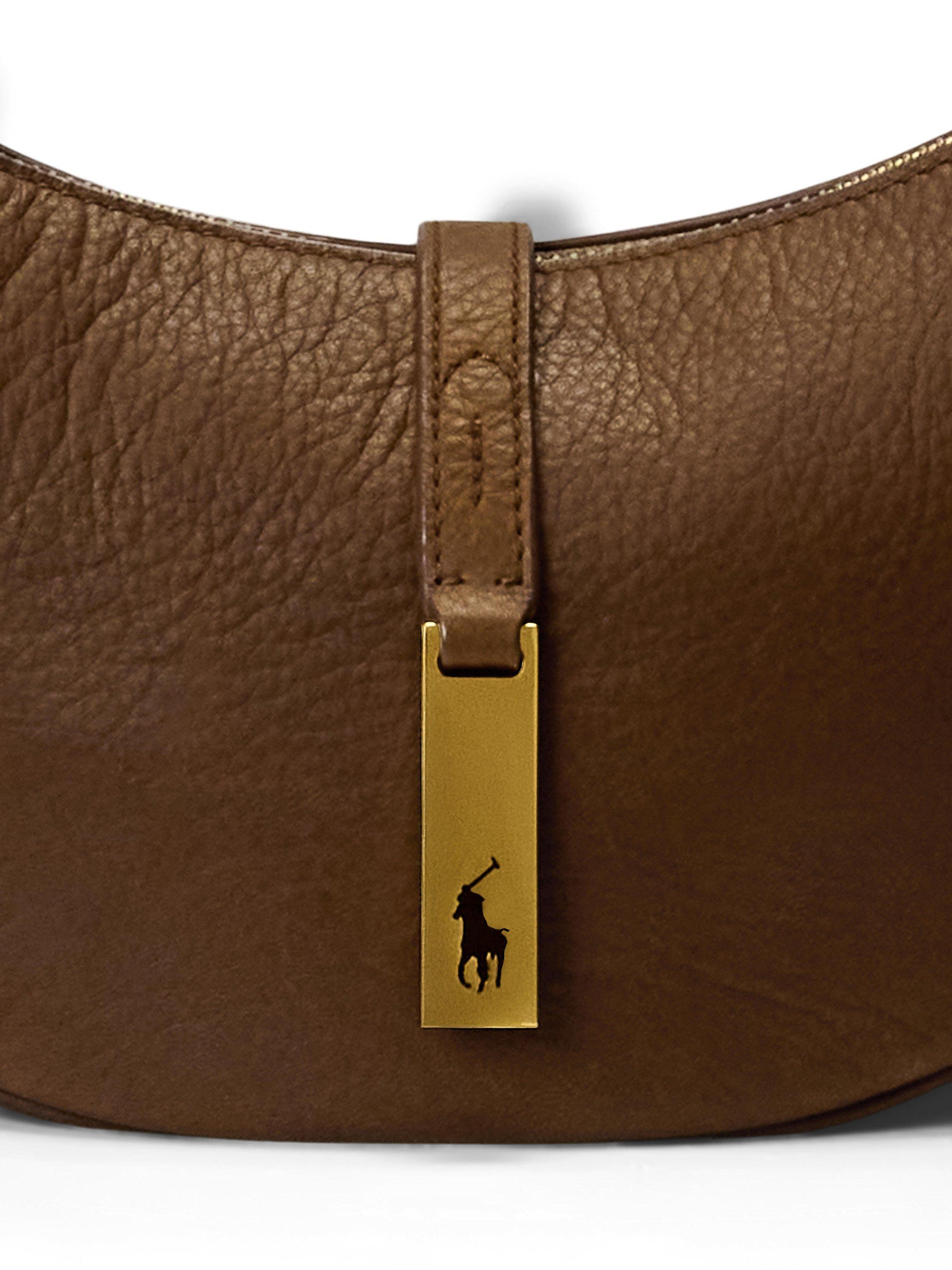 Product image 5 of 5, which shows Polo Ralph Lauren Polo ID Mini Leather Shoulder Bag, Brown