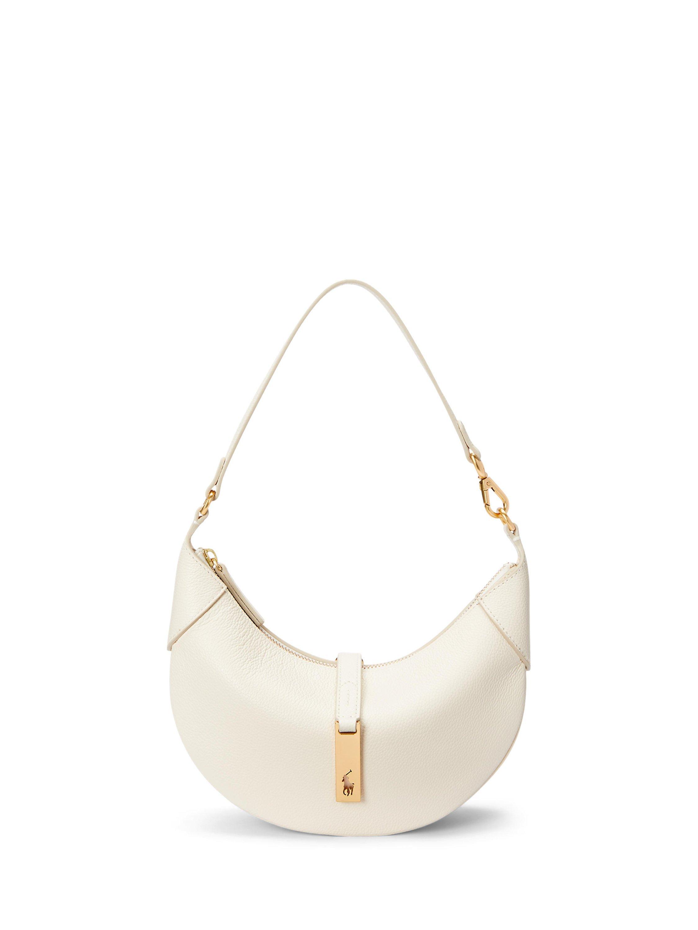 Product image 1 of 7, which shows Polo Ralph Lauren Polo ID Mini Leather Shoulder Bag, White