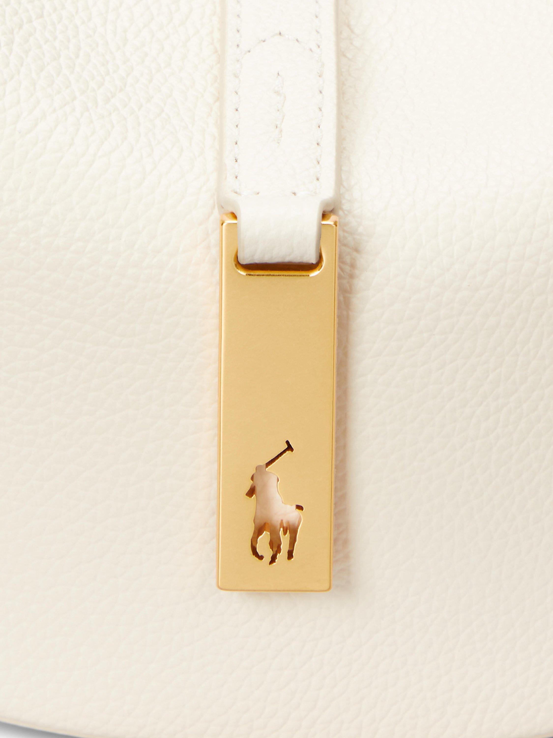 Product image 4 of 7, which shows Polo Ralph Lauren Polo ID Mini Leather Shoulder Bag, White