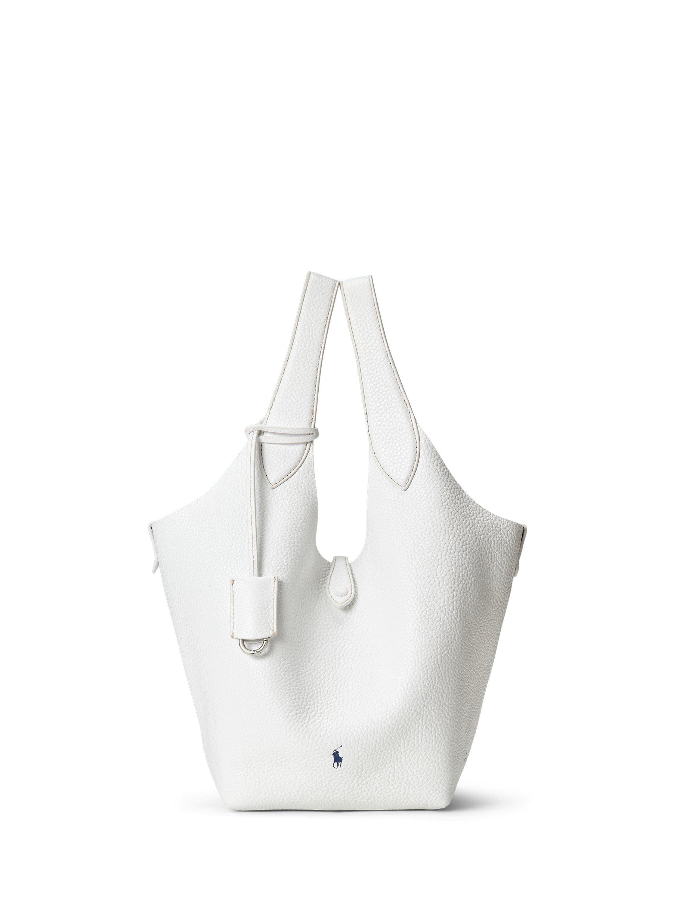 Product image 1 of 6, which shows Polo Ralph Lauren Leather Tote Bag, White