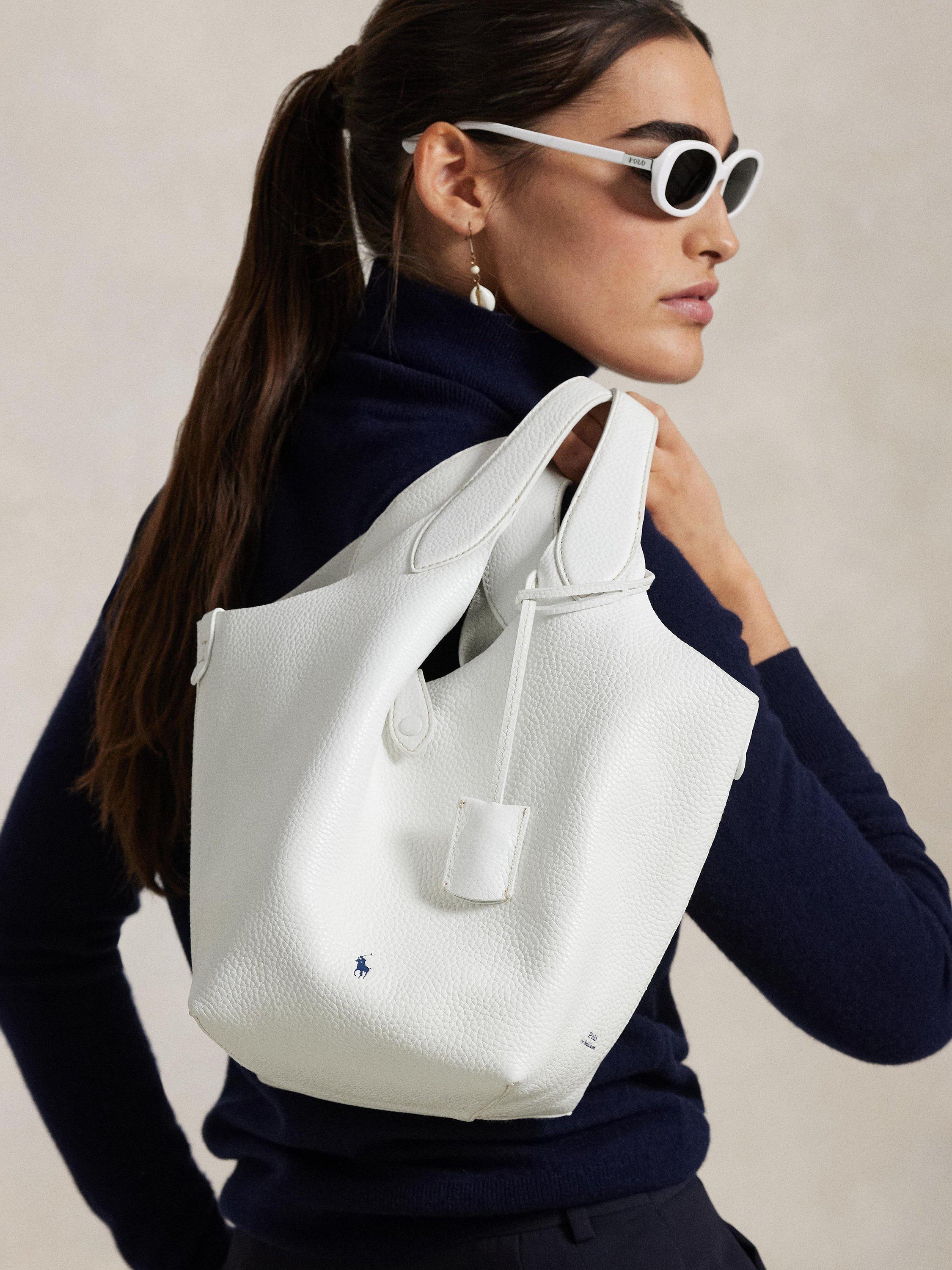Product image 6 of 6, which shows Polo Ralph Lauren Leather Tote Bag, White