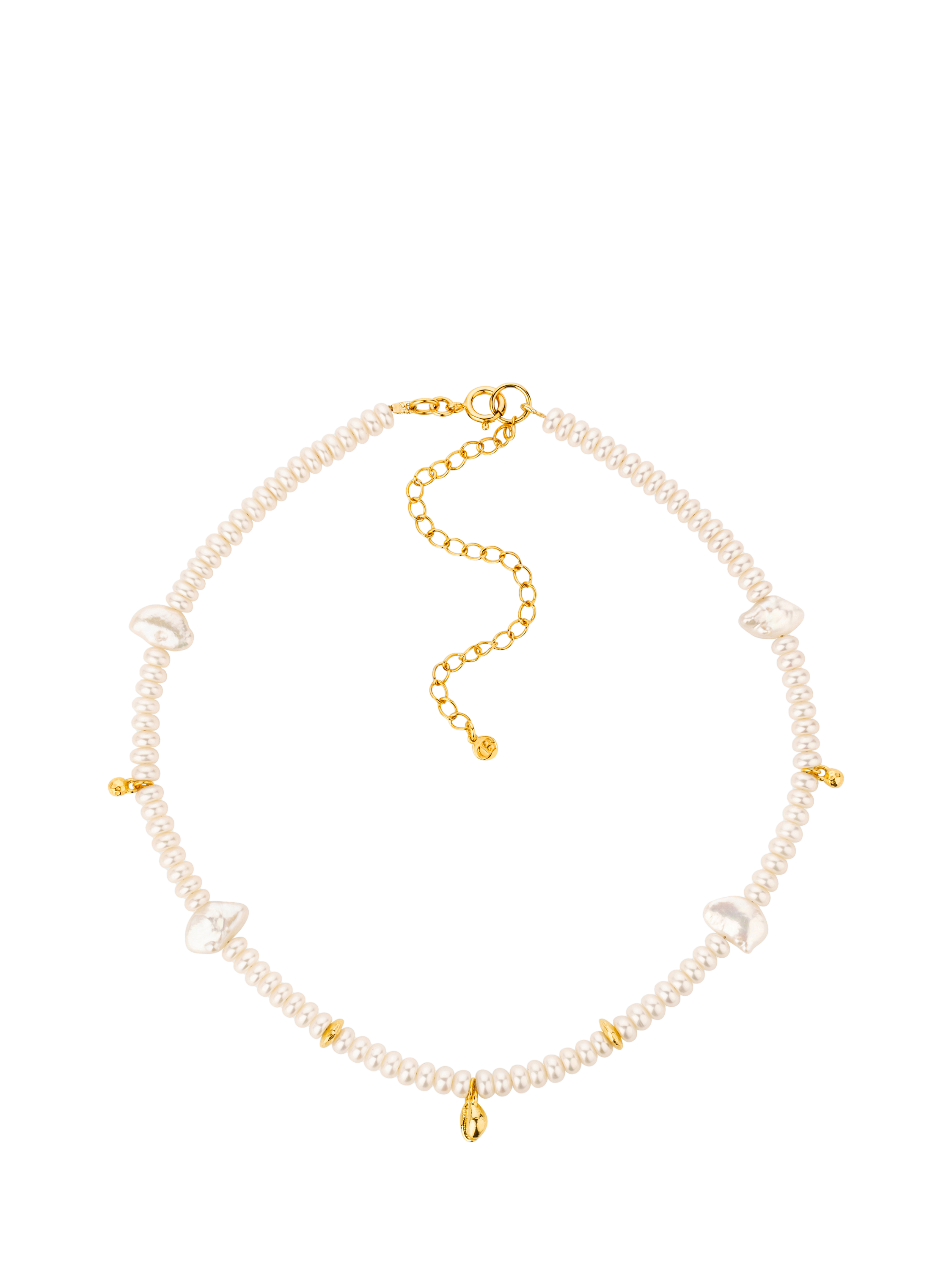 Product image 1 of 5, which shows Claudia Bradby Reykjavik Pearl Choker Necklace, Gold