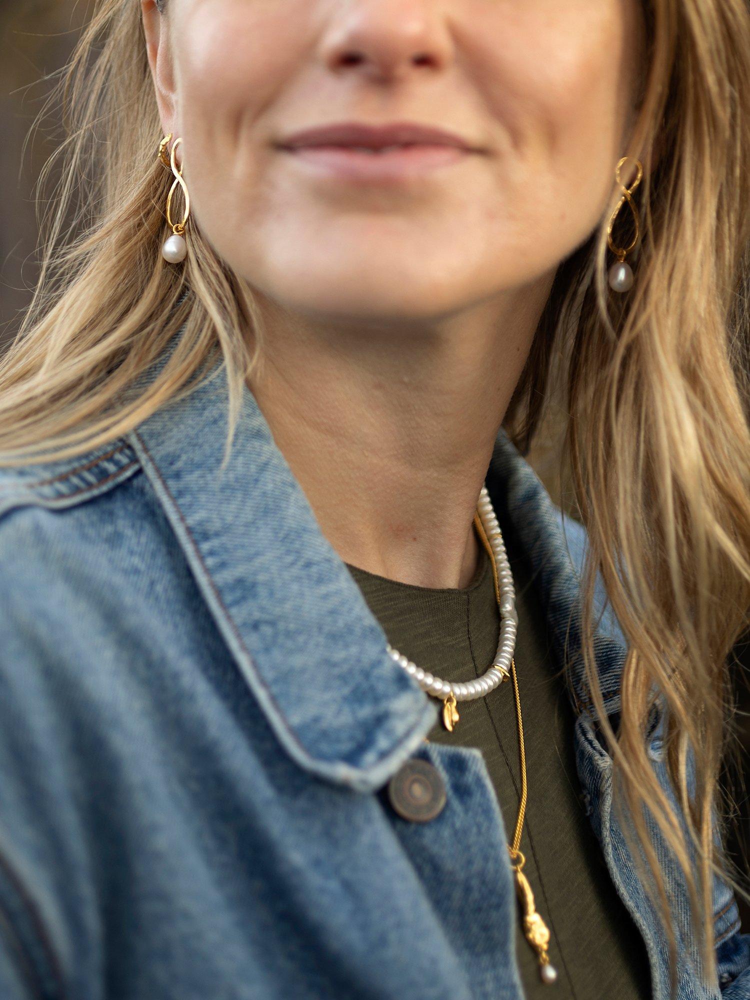 Product image 3 of 5, which shows Claudia Bradby Reykjavik Pearl Choker Necklace, Gold