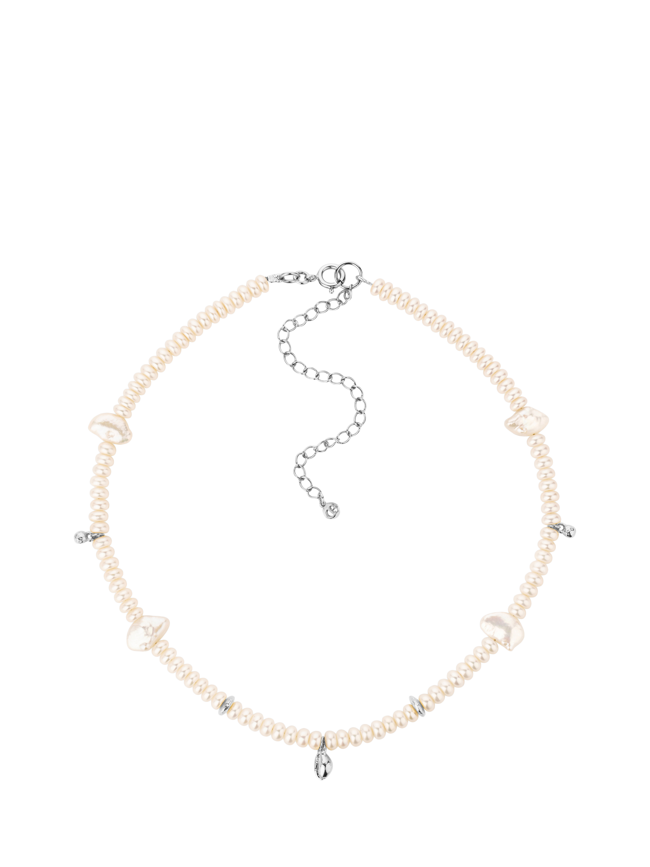 Product image 1 of 5, which shows Claudia Bradby Reykjavik Pearl Choker Necklace, Silver