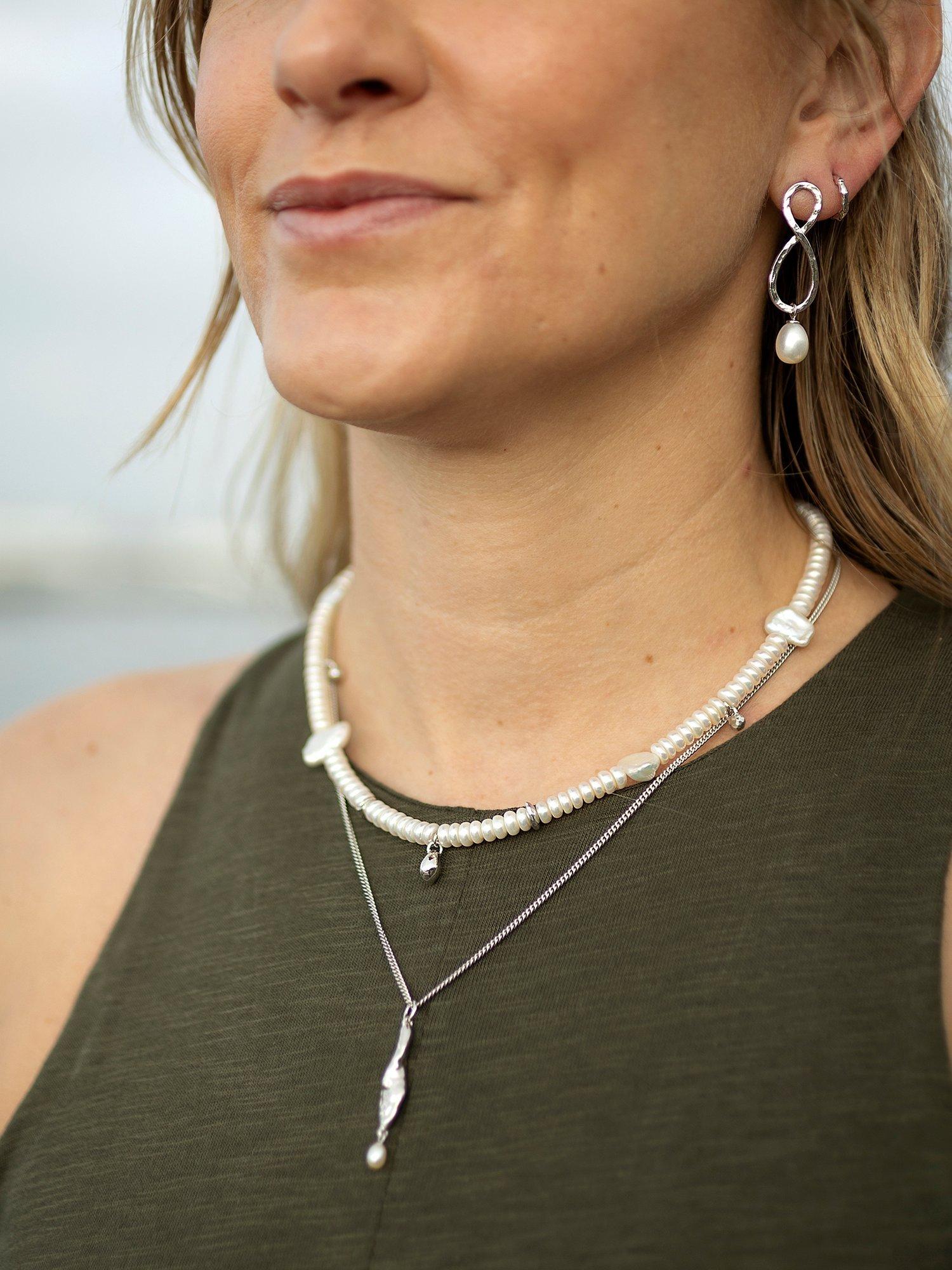 Product image 2 of 5, which shows Claudia Bradby Reykjavik Pearl Choker Necklace, Silver