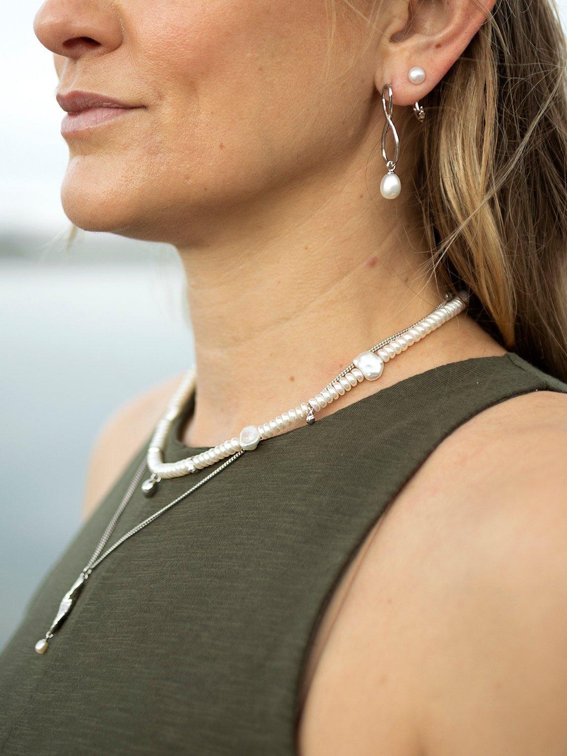 Product image 3 of 5, which shows Claudia Bradby Reykjavik Pearl Choker Necklace, Silver