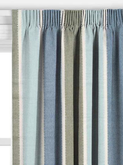 John Lewis Harvest Stripe Made to Measure Curtains or Roman Blind, Loch Blue - view 2, Loch Blue