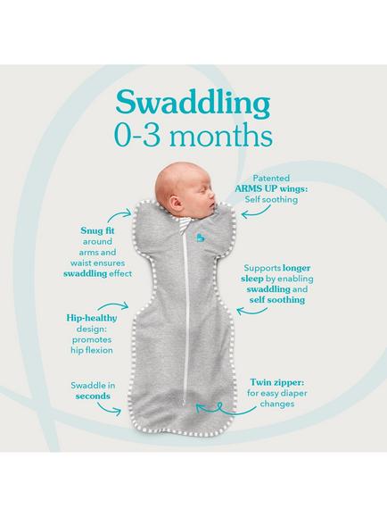 Love to Dream Swaddle Up, Organic Cotton & Merino Wool Baby Sleeping Bag, 2.5Tog, Charcoal - view 2, Charcoal