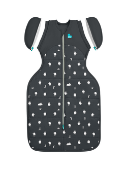 Love to Dream Swaddle Up, Organic Cotton & Merino Wool, Transition Baby Sleeping Bag, 2.5 Tog Charcoal, Charcoal