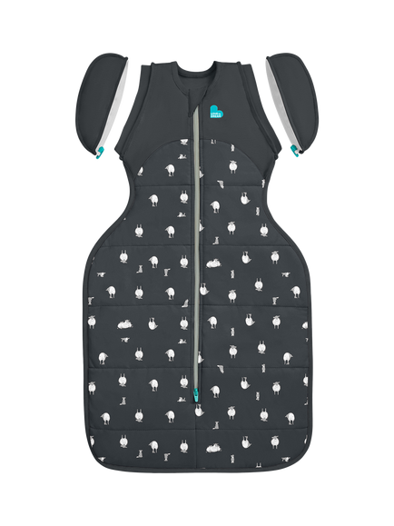 Love to Dream Swaddle Up, Organic Cotton & Merino Wool, Transition Baby Sleeping Bag, 2.5 Tog, Medium, Charcoal, Charcoal