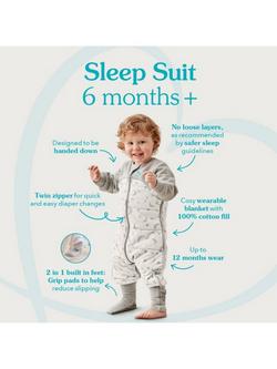 Love to Dream Organic Cotton & Merino Wool, Sleep Suit, 2.5 Tog, Charcoal - view 2, Charcoal