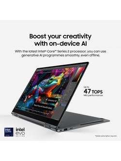 Samsung Galaxy Book5 360 Convertible Laptop, Copilot+ PC, Intel Core Ultra 7 Processor, 16GB RAM, 1TB SSD, 15.6” Full HD Touch Screen, Grey - view 2, Grey
