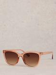 White Stuff Cat Eye Sunglasses, Light Pink/Brown Gradient